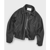 PLACE STUDIO 비건 레더 점퍼 오버핏 싱글 블루종 자켓 블랙 Vegan Leather Jumper Overfit Single Blouson Jacket BLACK YE