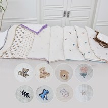 미니치즈샵 유아용 100% 국내산 프리미엄 순면 모달 3중 거즈블랭킷, 자수토끼