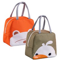 고급형 생활방수 오염방지 보온 보냉백 2개 23x22x16cm, 카키+오렌지