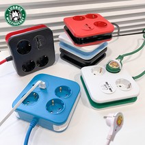 러그박스 큐브 사각 3구 USB 멀티탭 납작 플러그 이지콕 멀티탭 디자인 인테리어 멀티탭, 우드, 1개