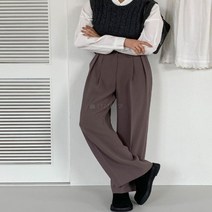 브이와이 여자 면접복장 통바지 투핀턱 캐쥬얼 슬랙스