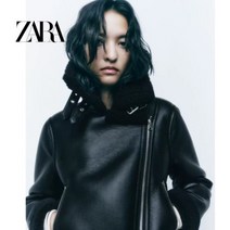 자라 ZARA 블랙가죽 무스탕자켓 여성겨울자켓 라이더 양털 숏무스탕 04H1224