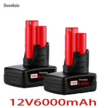 2023 밀워키 M12 XC 무선 공구용 충전식 배터리 48-11-2402 MIL-12A-L 12V 6000MAH 신제품, 12V 6000mAh 2 개, 1개