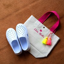 (엘린베베) 감성 자수 캔버스 미니 에코백 강아지산책가방 실내화 주머니 에코백 기저귀가방 강아지산책가방 초등학생 실내화 신발