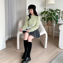 [다잇템] 여자 퍼니트 U넥 엷은 크롭티 긴팔티