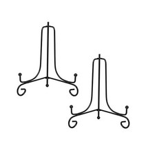 4Pack 아이언 디스플레이 스탠드 블랙 이젤 플레이트 포토 홀더 액자 장식 접시 태, 7 inch