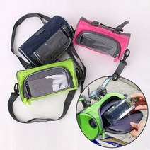 에스티케이 자전거 핸들가방 터치가능 스마트폰 거치대 방수 수납백 유모차 킥보드 보조가방, 핑크, 1개