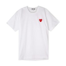 꼼데가르송 남성 레드하트 화이트 반팔티 AZ T108 051 2