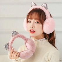 [써보니조트라] 고양이 털귀마개 겨울 방한 귀도리 귀여운 털귀마개, 고양이-핑크