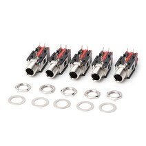 5pcs 6.35mm 1/4 2Pin Female O 스테레오 전화 잭 헤드폰 소켓 커넥터, 검은색