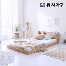 동서가구 네오 마이미 LED 조명 저상형 슈퍼싱글 침대프레임 40T 라텍스매트리스, 아카시아