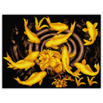 블링블링 DIY 캔버스형 보석십자수 60 x 45 cm, CV-019 (황금구어도), 1개