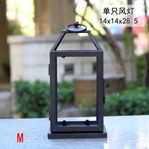 캔들홀더 촛대 등잔불 유러피안 레트로 철제 유리 야외용 바람막이 등 캔들 스탠드 마당, N