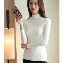반집업 맨투맨 브이넥 터틀넥 스웨터 여성 패션 새로운 스트레치 탑 여성 캔디 컬러 니트 풀오버 긴 소매 바닥 니트 스웨터