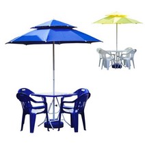 수키수키몰 야외용 테이블 파라솔 세트 정원용 베란다 테라스 의자 테이블의자 카페 접이식 플라스틱 편의점, 테이블흰색-의자적색, 파라솔대형파랑