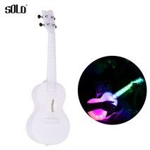 SOLO SU-30 공연 가방 USB 케이블 충전 다채로운 LED 조명 스마트 Ukelele UKE 탄소 문자열 우쿨렐레 23 인치 콘서트, 하얀