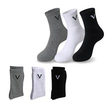 발렌티노 남성 면100 파일 스포츠 등산 트레킹 야외활동에 적합하고 발이 편안한 무지 통파일 중목양말_6족, 블랙