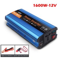 차량용인버터1200W DC 12V ~ AC 220V 휴대용 자동차 전원 인버터 충전기 변환기 어댑터 범용 EU 소켓 액세, 03 1600W-12V