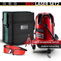 360도 레이저 레벨기 8라인 12라인 DEKO LL5 시리즈 5 라인 적색 레벨 셀프 레벨링 AA Li 이온 배터리 수평 수직 조정 정확한, 중국, LL57-SET2