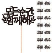 비비드레인 꽃다발 화분 떡 케이크 장식 데코 메세지픽, 16-모든순간함께해(15개)