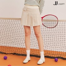 [JJ지고트(JJ JIGOTT)] (JJ지고트) 플랩 장식 하프 플리츠 스커트 GLAP0S