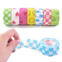 압박 밴드 관절 테이핑 관절보호 생활용품 자가점착 무늬 2.5cm, 레드화이트풋