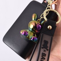 홀로그램 오로라 토끼 키홀더 자동차 키링 6Colors, 핑크