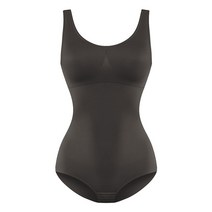 여성 스쿠프 넥 셰이프웨어 바디 수트 소매 늑골 늑골 배가 탱크 탑 점프 슈트 완벽한 바디 셰이퍼 엉덩이 리프트를위한 ​​배 통제