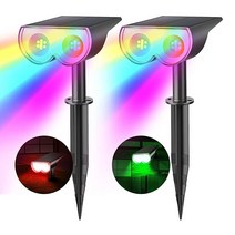 Consciot 야외 색상 변경 조명 RGBW 16 LED 태양광 조경 스포트라이트 8가지 2-in-1 태양열 정원 자동 켜기/끄기 IP67 방수 통로 파티오 게이트 울타리용 2팩
