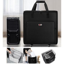 PC 컴퓨터 데스크탑 본체 27인치 24인치모니터 키보드 마우스 일체 동시 운반 보관 대형가방 PC캐리어 여행 이사 이동, 블랙