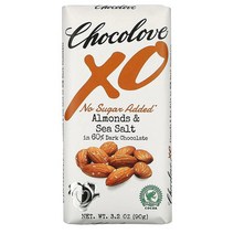 초코러브 노슈가 다크 초콜릿 90g 4팩 아몬드 씨솔트 Chocolove XO Almonds & Sea Salt in 60% Dark, 1
