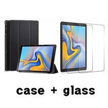 갤럭시탭A10.1 2019 32G SM-T510 SM-T515 스마트케이스+강화유리, 블랙+강화유리