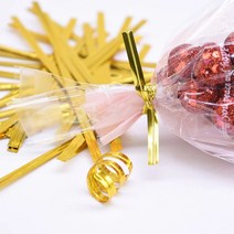 15cm 커팅 철사끈 지끈 봉지 쿠키 비닐 캔디 묶는 밀봉 식빵 재료 철끈 전선 선물 공예 카페 빵끈 원예 포장, A_골드