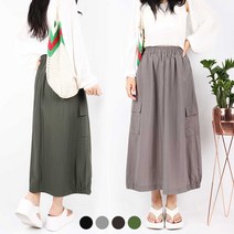 SPMB여성카고롱스커트 여자 바스락 밴딩 조거 포켓 데일리룩 치마 스커트 와이드 루즈핏 베이직