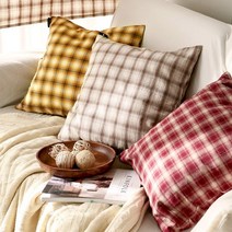 스타일링홈 보헤미안 체크 쿠션, 옐로우