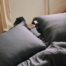 부드러운 촉감 밀크폼 소프티 사계절 베개커버, 차콜 프릴