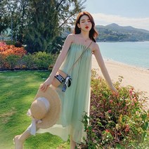 하와이 원피스 티 인견 롱 여름 세트 나시 미니 블라우스 시원한 하와이안 해변룩 민소매 뷔스티에