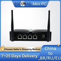 Eglobal Fanless Pfsense 미니PC 리눅스 J1900 쿼드 코어 Nano Itx 4 인텔 WGI211AT Gigabit RJ45 Lan Firewall Router Security Server, 2GB Ram