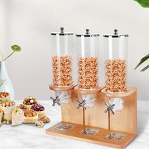 시리얼 디스펜서 오트빌 호텔 뷔페 조식 시리얼 용기 셀프바, C.브라운 3구(12L)