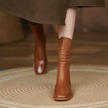겨울미들부츠 싱글 여름 올 소가죽 여자 웨스턴 데님 리얼가죽 뒷지퍼 쓰러지다 청키 클래식 워커단화 2967524500