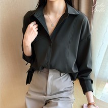 라라벨 여성용 셔츠 데미안 카라넥 포인트 라인 베이직 블라우스 셔츠