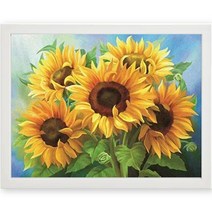 액자 세트 DIY 보석 큐빅 비즈 십자수 30x40 cm, 53.만개 해바라기(화이트), 1개
