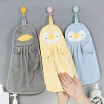 캐릭터 어린이집 유치원 수건 고리수건 고리타올 주방타월 핸드타올 골프 행주, F. 펭귄 그레이