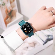 LED전광판 새로운 LED 방수 전자 시계 디지털 디스플레이 커플 실리콘 스트랩 손목 선물 도매 2023, [04] Green