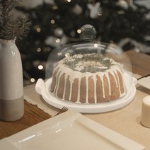 유리 케이크돔 세트 홈파티 카페용 디저트 푸드커버 음식덮개 원목받침대