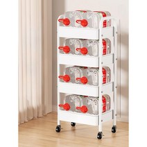 이동식선반 철제선반 수납대 폴딩수납장 진열대 바퀴달린선반, 5. 3 층 - 흰색  스티커 + 후크 + 금속 휠 +