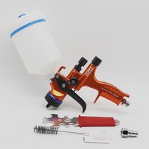 에어스프레이건 페인트스프레이건 페인트후끼 페인트분사기 분체도장 레귤레이터 및 필터 이있는 1.3mm 수성 브러시 전문, 주황색