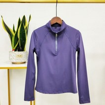 승마용품 장비 용 승마 상의 긴팔 티셔츠 지퍼 스포츠 셔츠 에쿼 션 의류, M, Purplequartz