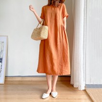간단한 느슨한 슬림 드레스 여성 여름2022새로운 큰 사이즈 롱원피스