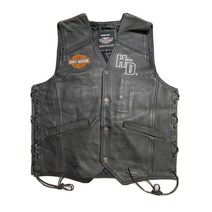 할리데이비슨 남성 조끼 바이커 카페 레이서 모터사이클 카우하이드 가죽, 3XL, LEATHER VEST